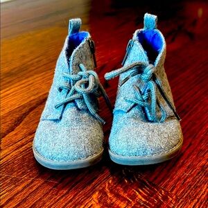 Gray Lace-Up Boots with Rubber Sole